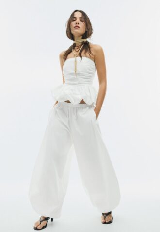 Bustierový top s balónovými rukávy