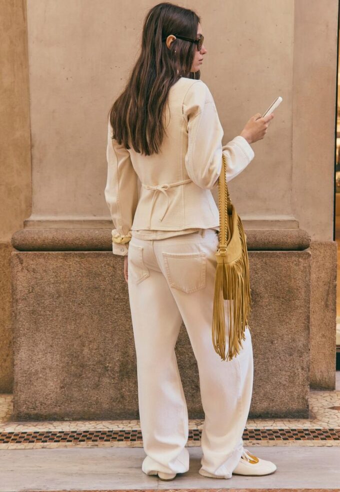 D91 Nízké džíny Wide Leg z kepru D91 Nízké džíny Wide Leg z kepru