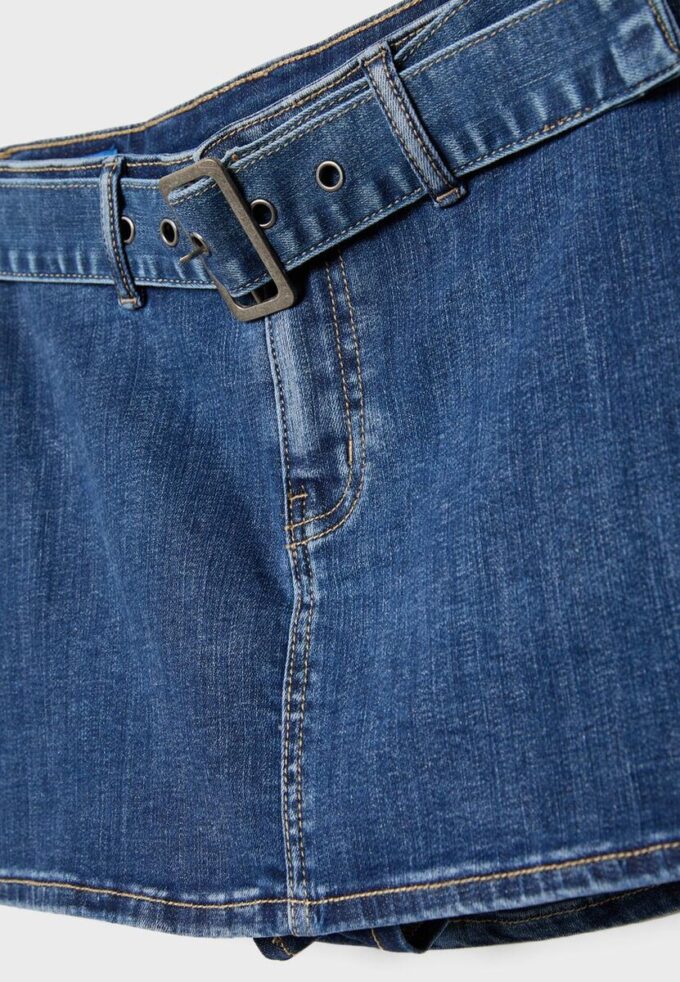 Džínová Skort s páskem