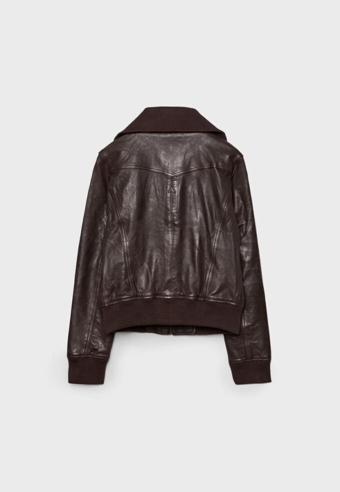 Žebrovaná kožená bunda