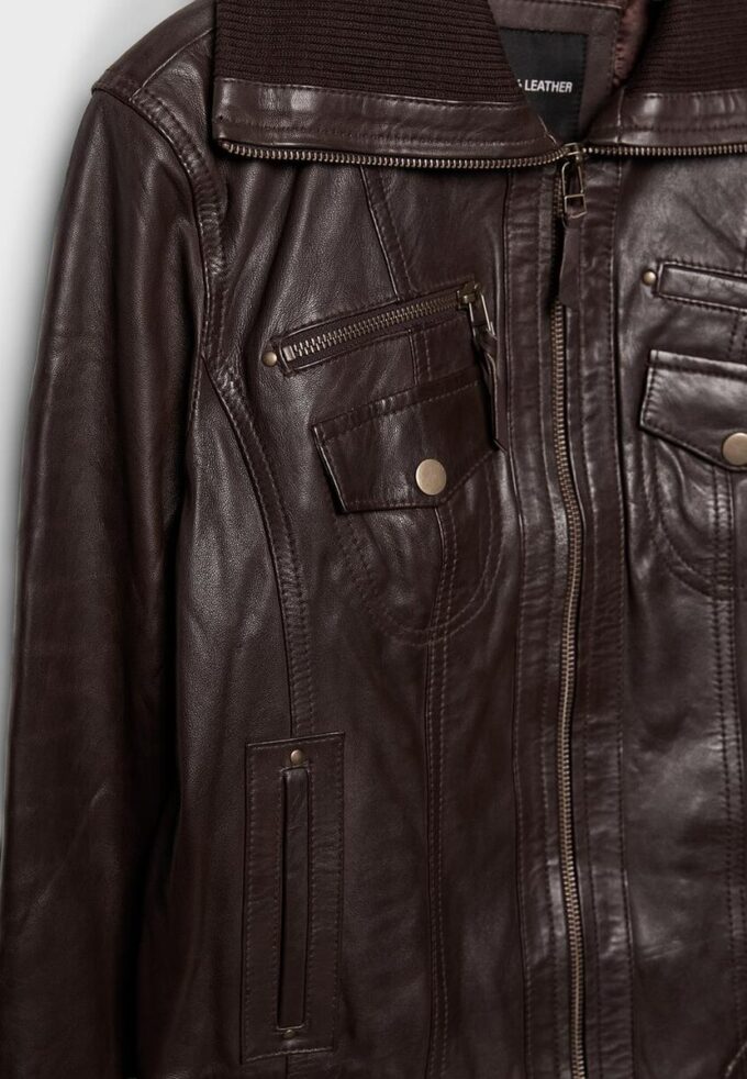 Žebrovaná kožená bunda