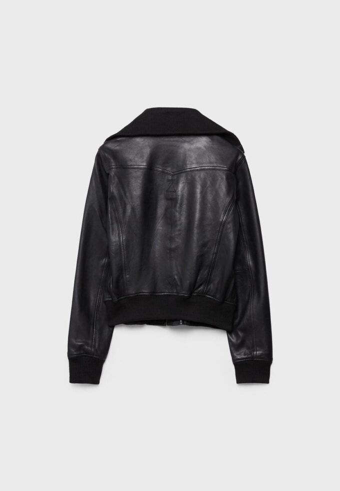 Žebrovaná kombinovaná bundička z kůže Žebrovaná kombinovaná bundička z kůže