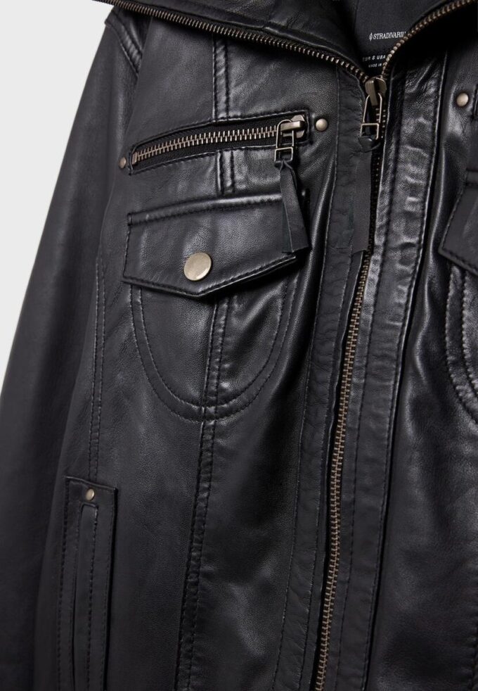 Žebrovaná kombinovaná bundička z kůže Žebrovaná kombinovaná bundička z kůže