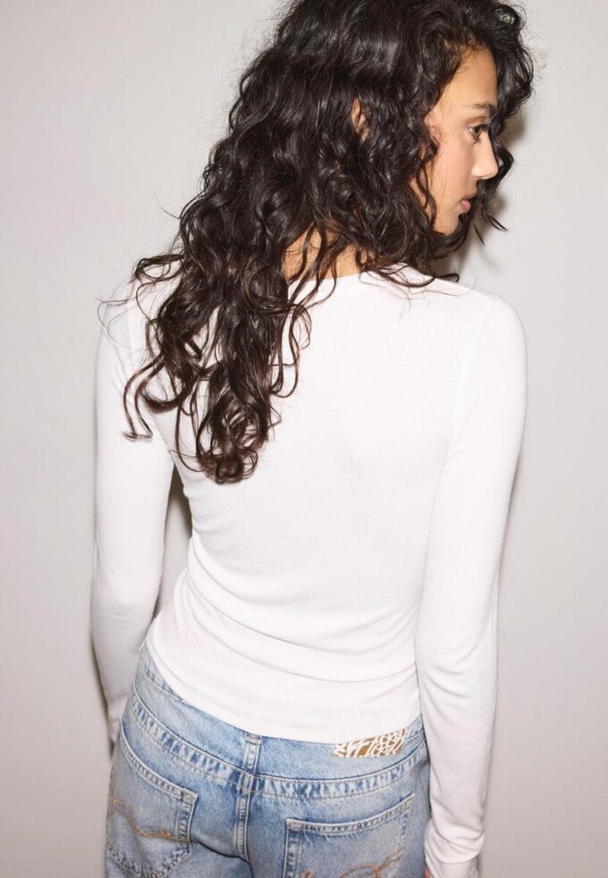 Žebrované tričko s dlouhým rukávem