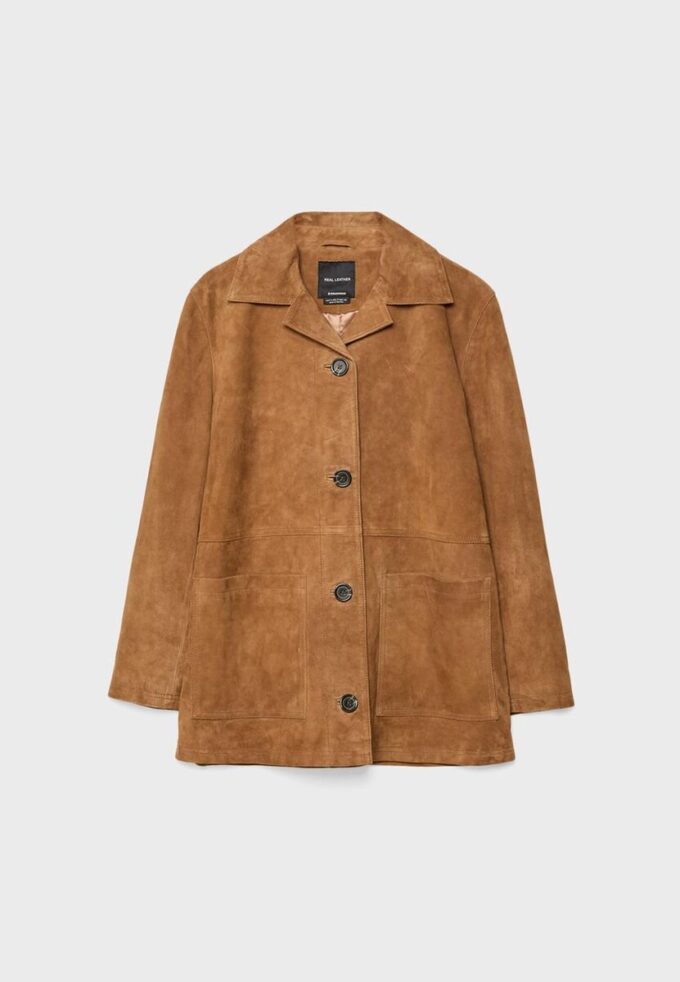 Kožená bunda s kapsami