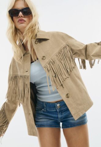 Kožená bunda s třásněmi