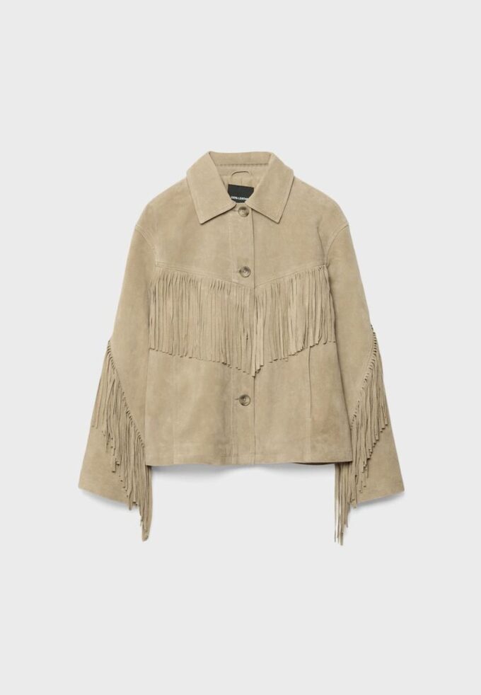 Kožená bunda s třásněmi