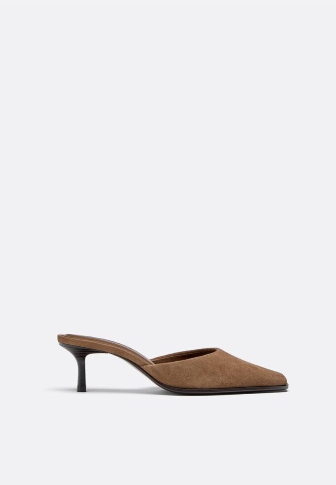 Kožené pantofle na nízkém podpatku