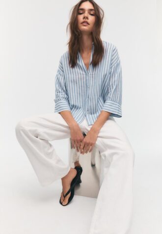 Košile s kimono rukávy s efektem lnu