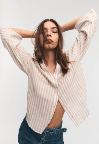 Košile s kimono rukávy s efektem lnu