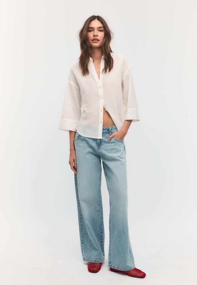 Košile s kimono rukávy s efektem lnu Košile s kimono rukávy s efektem lnu