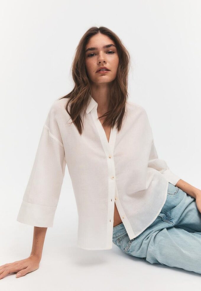 Košile s kimono rukávy s efektem lnu Košile s kimono rukávy s efektem lnu