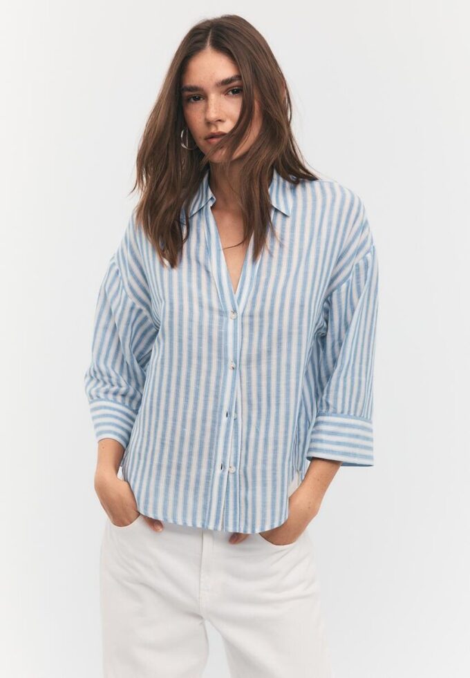 Košile s kimono rukávy s efektem lnu