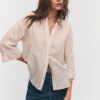 Košile s kimono rukávy s efektem lnu