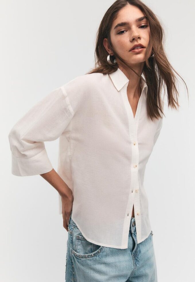 Košile s kimono rukávy s efektem lnu Košile s kimono rukávy s efektem lnu