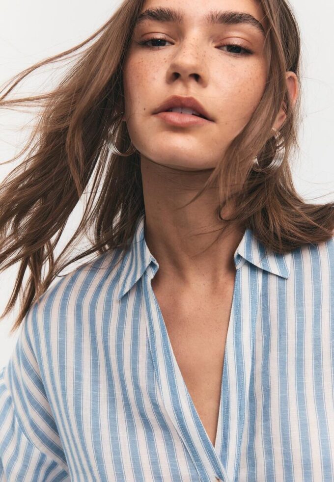 Košile s kimono rukávy s efektem lnu