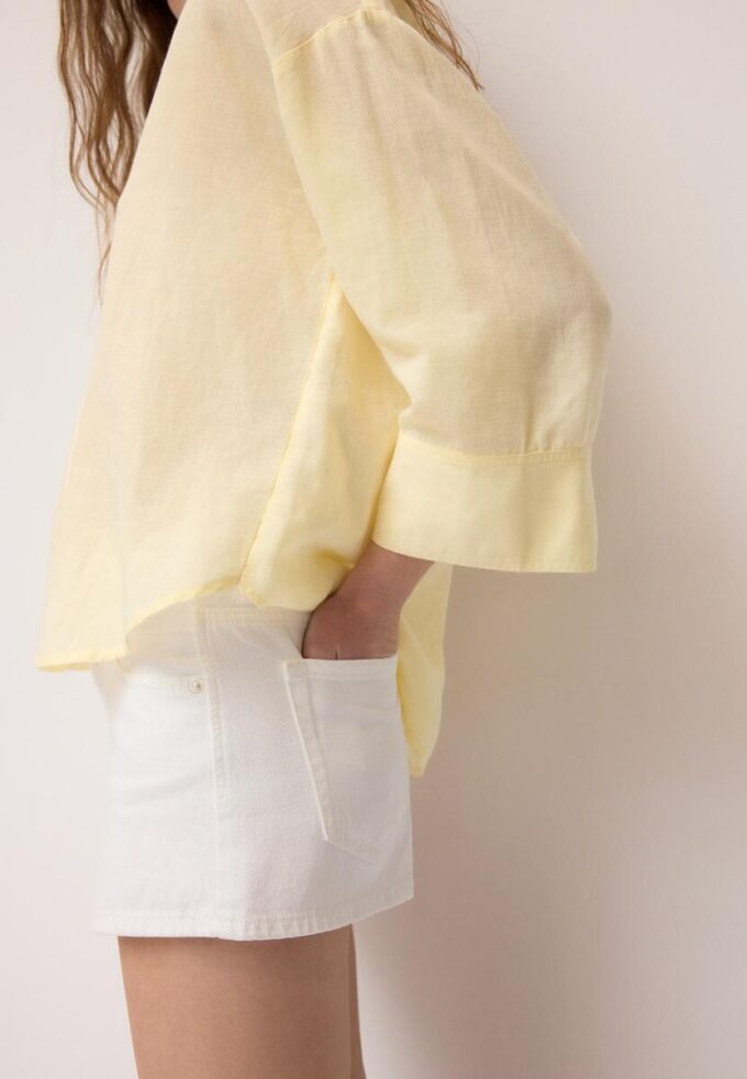 Košile s kimono rukávy s efektem lnu