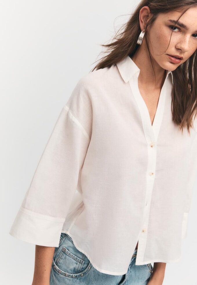 Košile s kimono rukávy s efektem lnu Košile s kimono rukávy s efektem lnu
