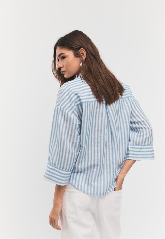 Košile s kimono rukávy s efektem lnu