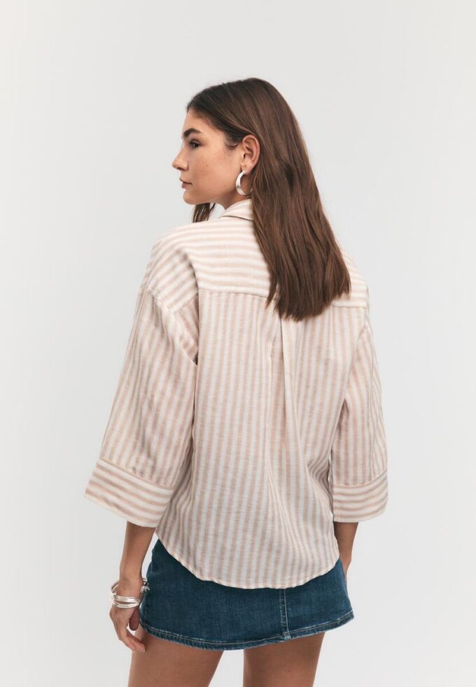 Košile s kimono rukávy s efektem lnu