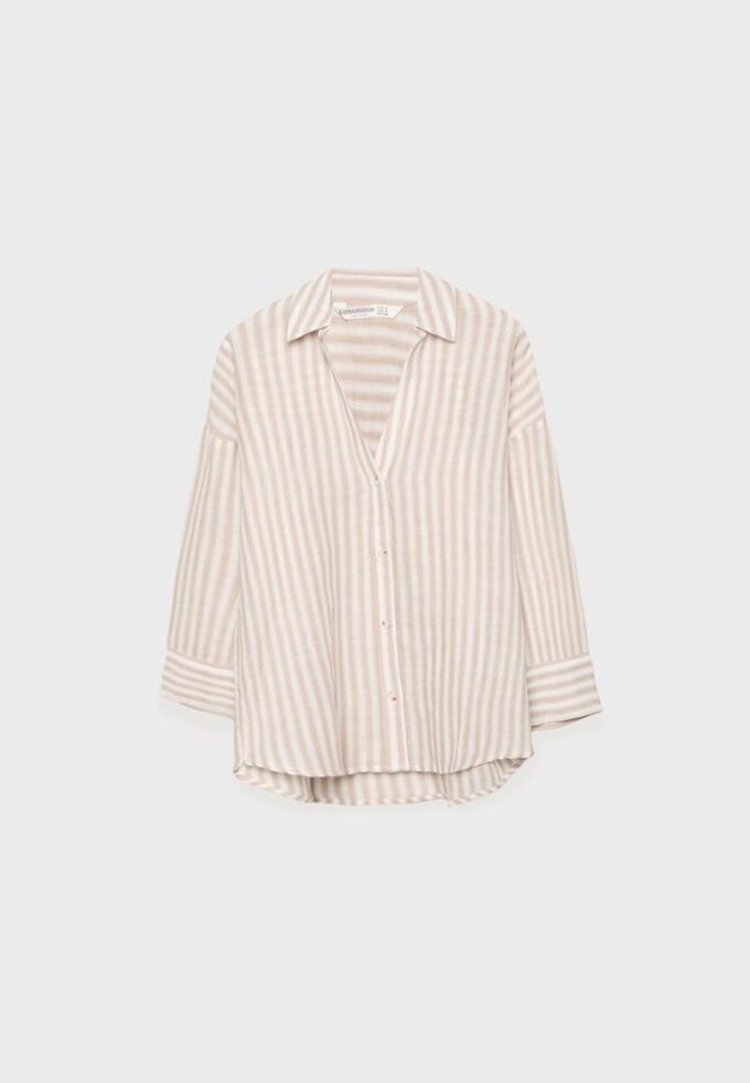 Košile s kimono rukávy s efektem lnu