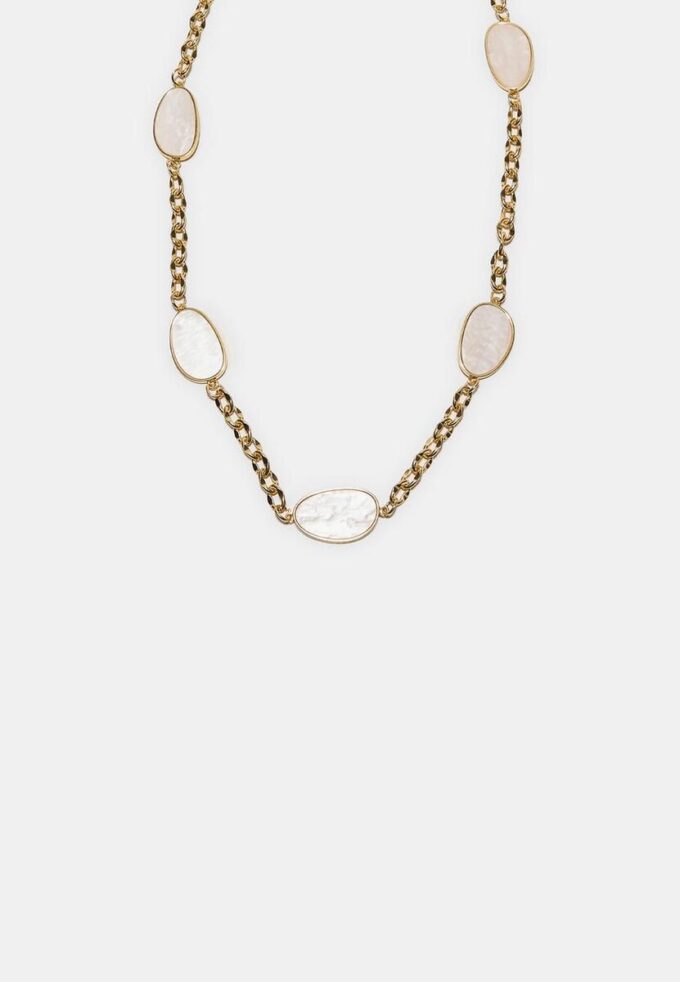 Kovový pásek s barevnými kamínky a řetízkem