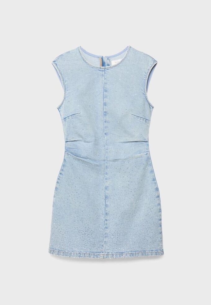 Krátké džínové šaty s kamínky