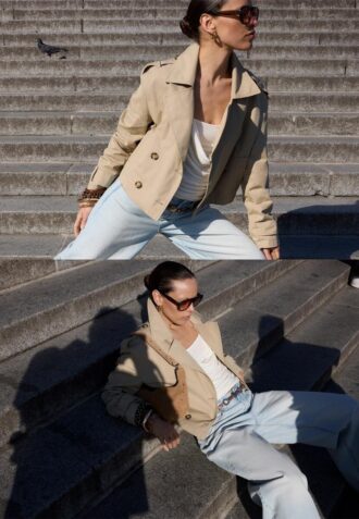 Krátký dvouřadý trenčkot