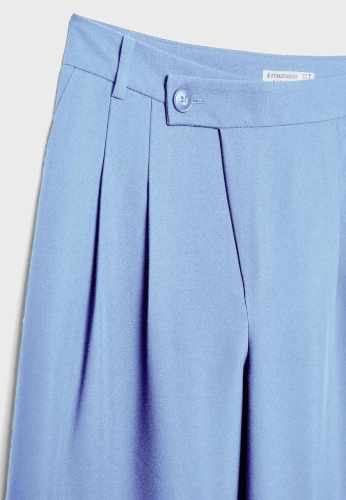 Ležérní pruhované elegantní kalhoty s překříženým pasem