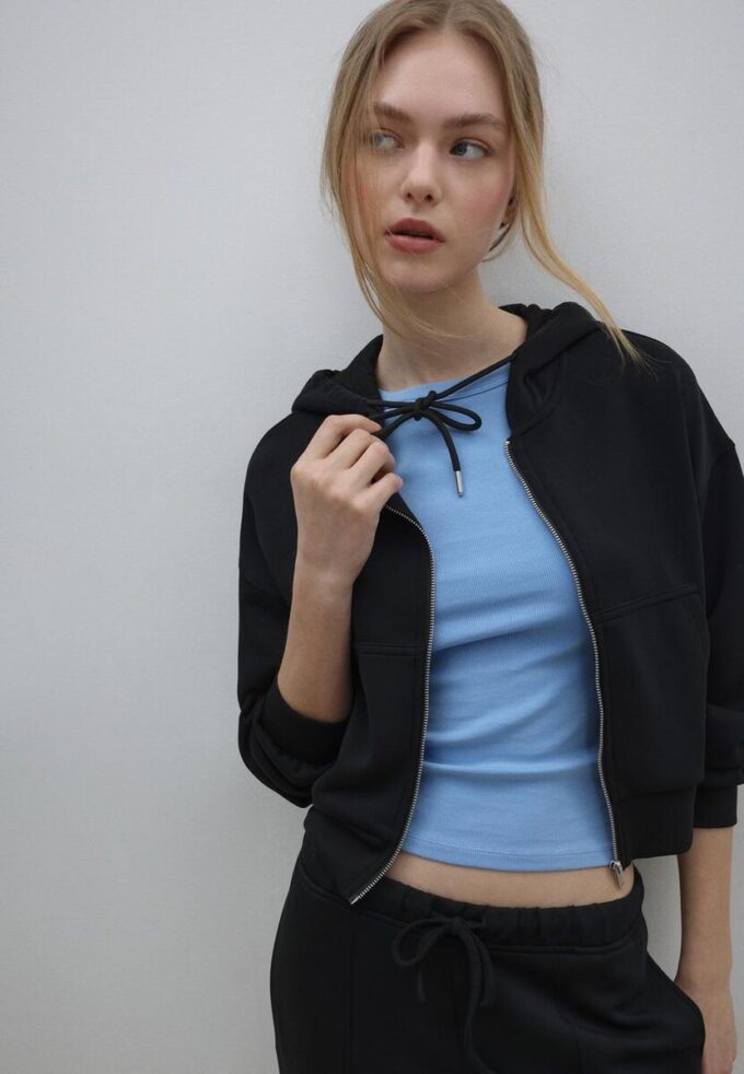 Mikina na zip s měkkým povrchem