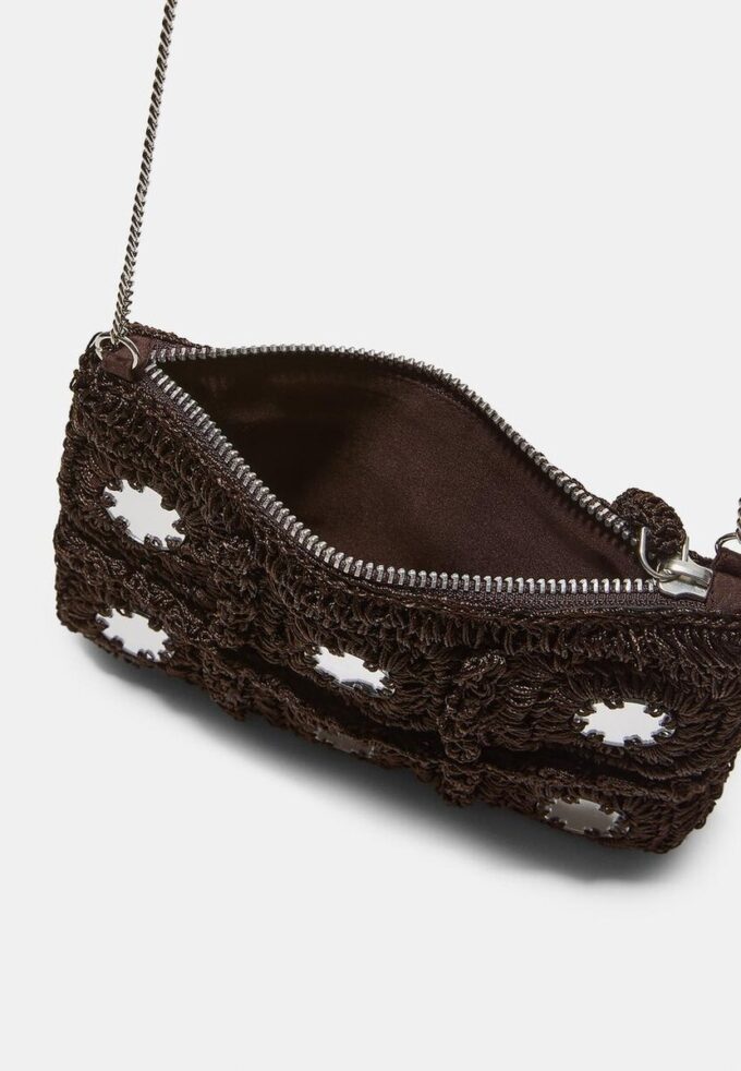 Mini háčkovaná kabelka přes rameno s zrcátky