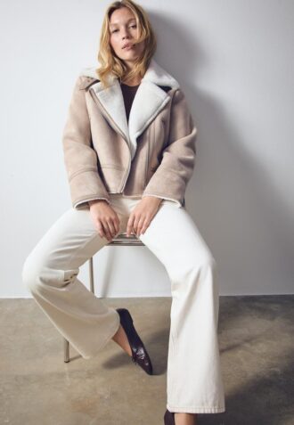 Motorkářská bunda z umělé semiše