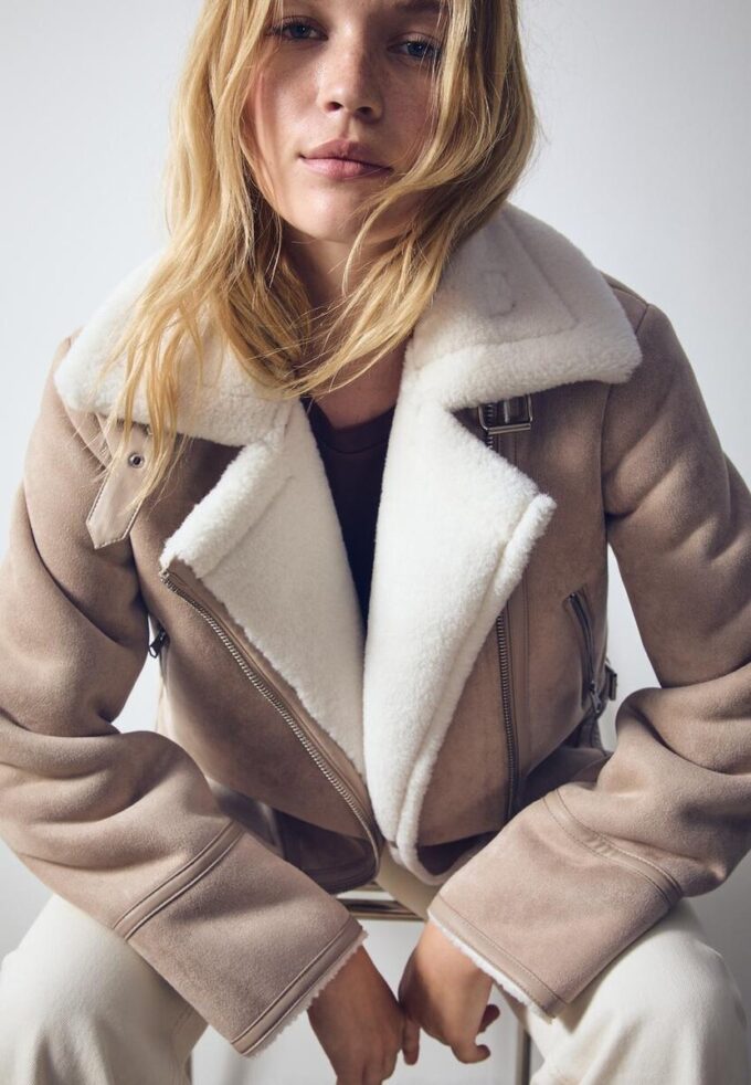 Motorkářská bunda z umělé semiše