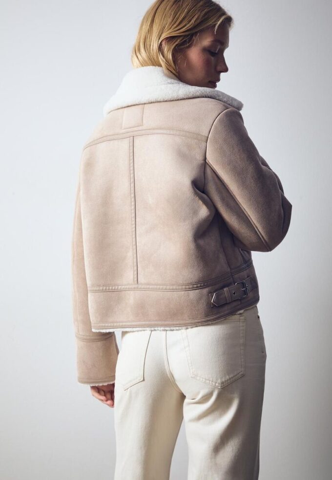 Motorkářská bunda z umělé semiše