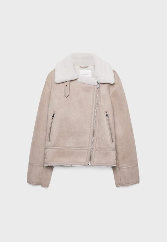 Motorkářská bunda z umělé semiše