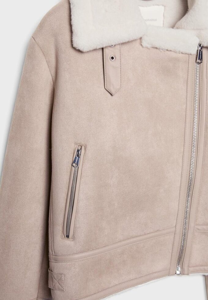 Motorkářská bunda z umělé semiše