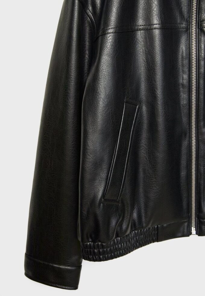 Oversize bunda s efektem kůže Oversize bunda s efektem kůže