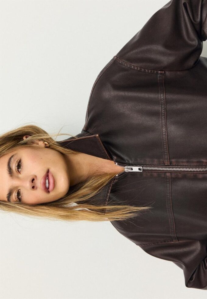 Oversize bunda s efektem omyté kůže Oversize bunda s efektem omyté kůže