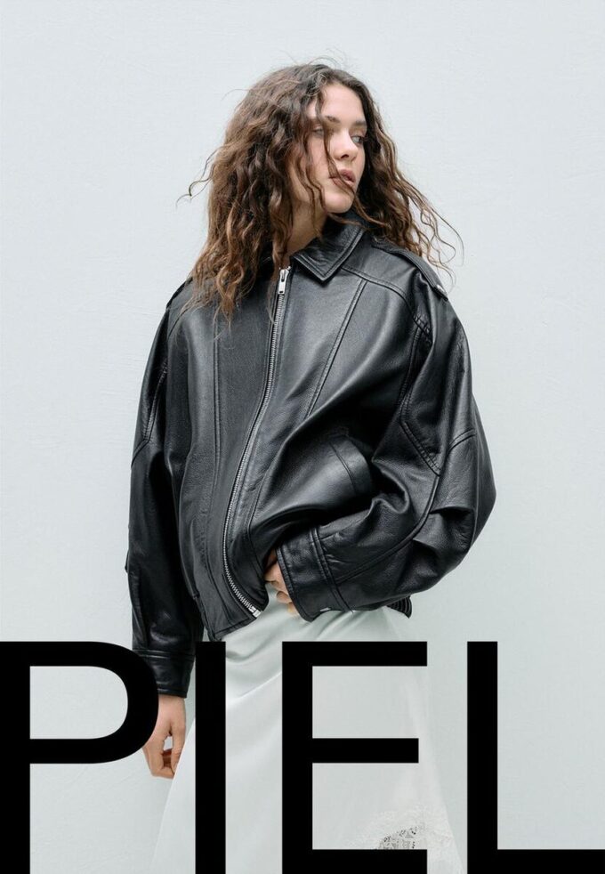 Oversize bunda s klopou ze 100% kůže Oversize bunda s klopou ze 100% kůže