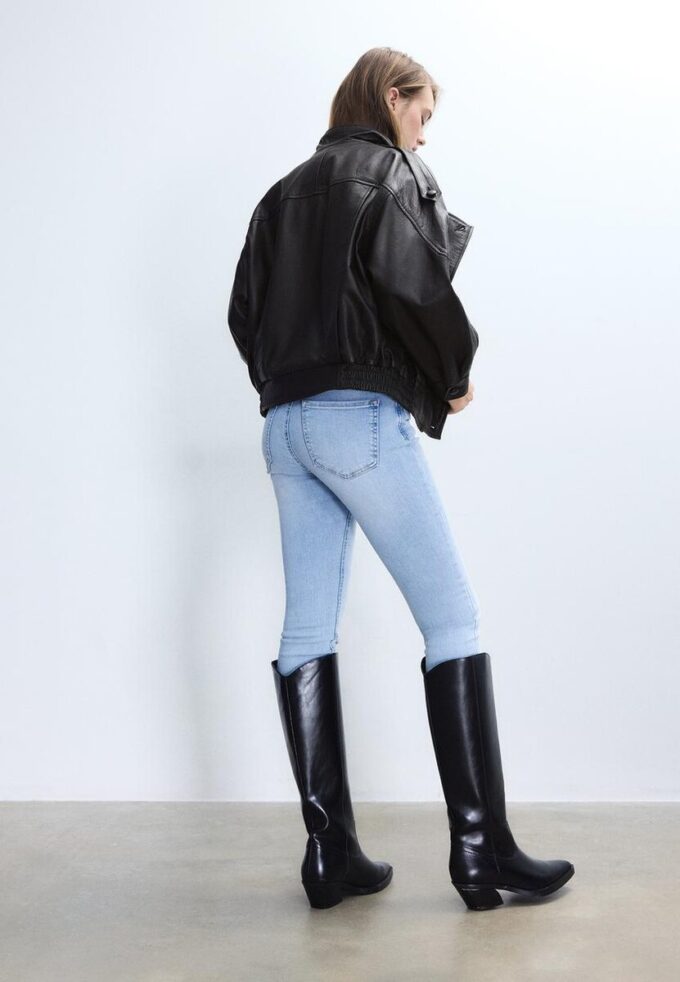 Oversize bunda s klopou ze 100% kůže Oversize bunda s klopou ze 100% kůže