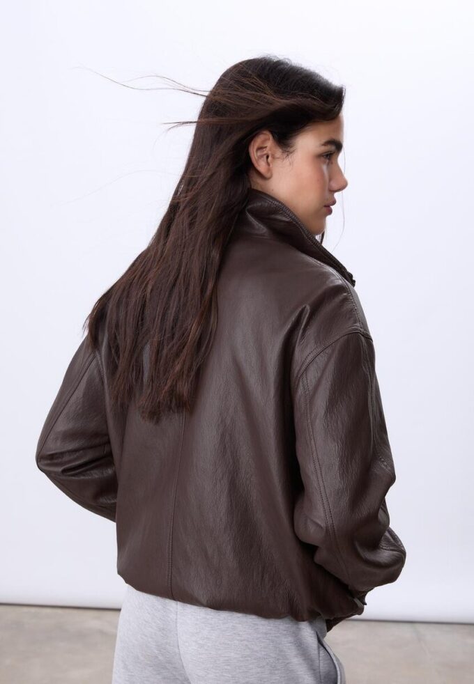 Oversize bunda z umělé kůže Oversize bunda z umělé kůže