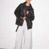 Oversize bunda z umělé kůže s klopami Oversize bunda z umělé kůže s klopami