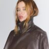 Oversize bunda z umělé kůže s klopami Oversize bunda z umělé kůže s klopami