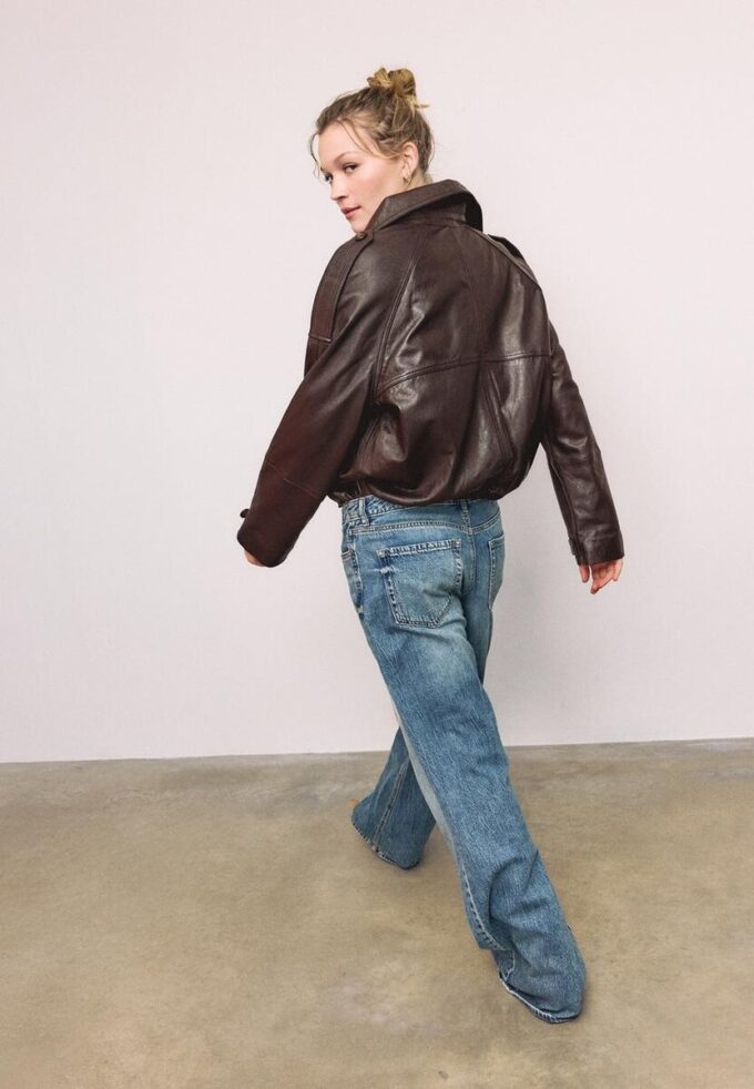 Oversize trenčkot ze 100% kůže