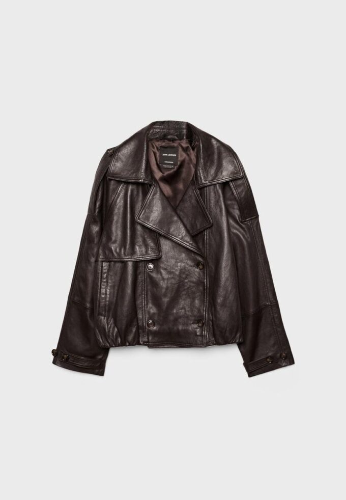 Oversize trenčkot ze 100% kůže