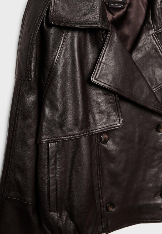 Oversize trenčkot ze 100% kůže