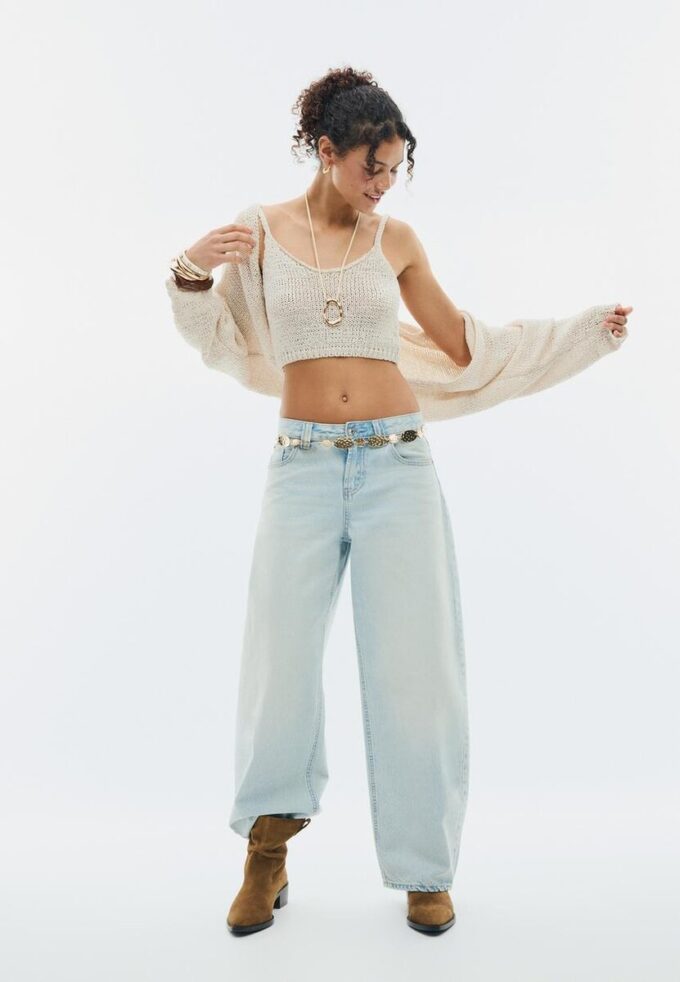 Pletený kardigan s netopýřími rukávy a vázáním