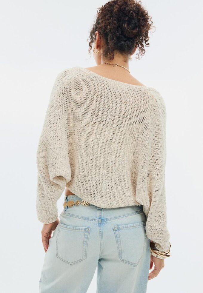 Pletený kardigan s netopýřími rukávy a vázáním