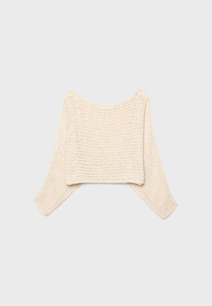 Pletený svetr s kapucí a stužkou