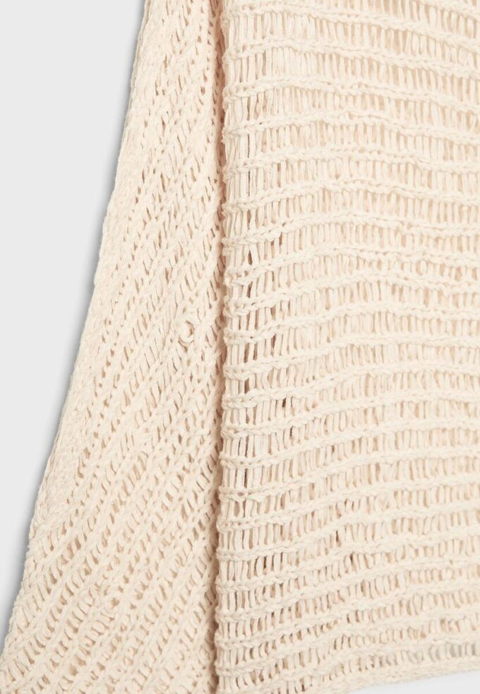 Pletený svetr s kapucí a stužkou